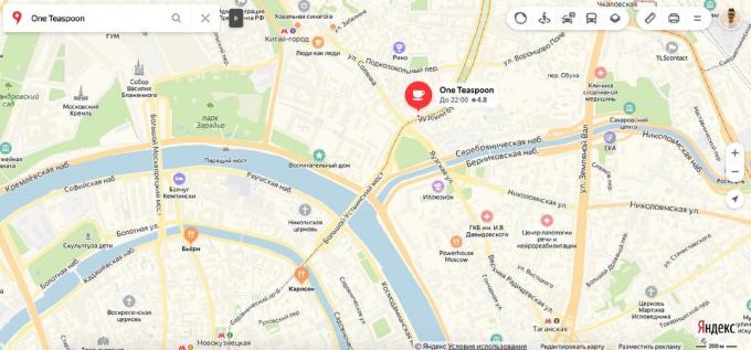 Távol a metró. Screenshot Yandex. kártya