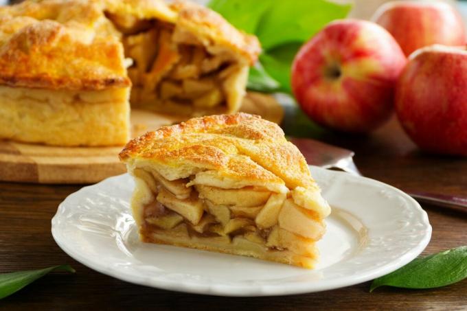 Amerikai almás pite. Kívül, ropogós tészta, belül - alma. Képek - Yandex. képek