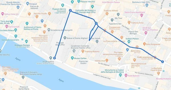 A terület a tilalom snack a Firenze utcáin. Fotó: képernyőképet maps.google.com